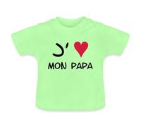 Spreadshirt J'aime Mon Papa Cœur T Shirt Bébé Bio, 6-12 Mois, Vert Menthe