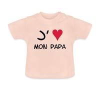 Spreadshirt J'aime Mon Papa Cœur T-Shirt Bio Bébé, 12-18 Mois, Rose Cristal