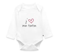 Spreadshirt J'Aime Mon Tonton Body Manches Longues Bébé Bio, 56 (0-2 mois), blanc