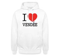Spreadshirt J'aime Vendée Amour Vendéen Ilove Vendée Sweat À Capuche Unisexe, 3XL, Blanc