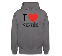 Spreadshirt J'aime Vendée Amour Vendéen Ilove Vendée Sweat À Capuche Unisexe, L, Gris éléphant