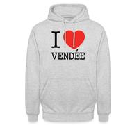 Spreadshirt J'aime Vendée Amour Vendéen Ilove Vendée Sweat À Capuche Unisexe, XXL, Gris Clair chiné