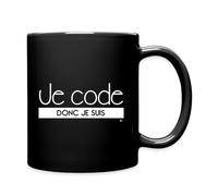Spreadshirt Je Code Donc Je Suis Tasse Mug, taille unique, noir
