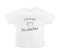 Spreadshirt Je M'en Bats Les Couches Bébé T-Shirt Bio Bébé, 18-24 Mois, Blanc