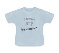 Spreadshirt Je M'en Bats Les Couches Bébé T-Shirt Bio Bébé, 18-24 Mois, Bleu Clair
