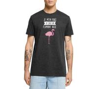 Spreadshirt Je M'en Fous Flamant Rose T Shirt Homme Premium, XXL, Charbon