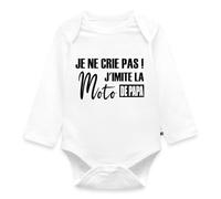 Spreadshirt® Je Ne Crie Pas J'Imite La Moto De Papa Cadeau Humour Body Bébé Bio Manches Longues, 0-3 mois, blanc