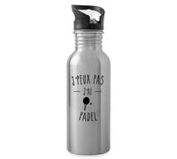 Spreadshirt Je ne peux pas J'Ai Padel Sport Tennis de table Gourde avec paille intégrée, 600 ml, argent clair