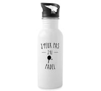Spreadshirt Je ne peux pas J'Ai Padel Sport Tennis de table Gourde avec paille intégrée, 600 ml, blanc