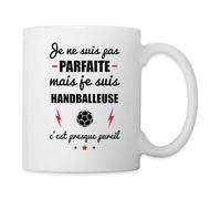 Spreadshirt Je Ne Suis Pas Parfaite Mais Handballeuse Mug Blanc, taille unique, blanc