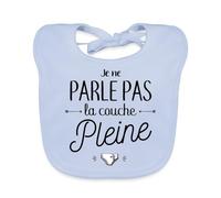 Spreadshirt® Je Parle Pas La Couche Pleine Humour Drôle Bavoir Bio Bébé, bleu ciel