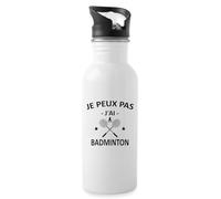 Spreadshirt Je Peux Pas J'Ai Badminton Sport Cadeau Drôle Gourde avec paille intégrée, 600 ml, blanc