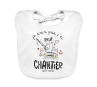 Spreadshirt Je Peux Pas J'Ai Chantier Avec Papa Cadeau Humour Naissance Bavoir Bébé Bio, taille unique, blanc