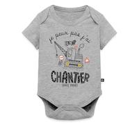 Spreadshirt Je Peux Pas J'Ai Chantier Avec Papa Cadeau Humour Naissance Body Manches Courtes Bébé Bio, 56 (0-2 mois), gris chiné