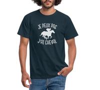 Spreadshirt Je Peux Pas J'Ai Cheval T-Shirt Homme, S, Marine