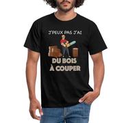 Spreadshirt Je Peux Pas J'Ai du Bois À Couper Citation Drôle Bûcheron T-Shirt Homme, M, Noir
