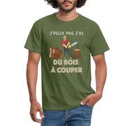 Spreadshirt Je Peux Pas J'Ai du Bois À Couper Citation Drôle Bûcheron T-Shirt Homme, XL, Vert Militaire