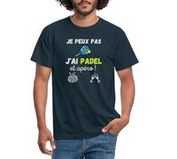 Spreadshirt Je Peux Pas J'Ai Padel Et Apéro Humour Sport T Shirt Homme, L, Marine