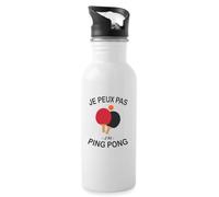 Spreadshirt Je Peux Pas J'ai Ping Pong Sport Tennis De Table Gourde avec paille intégrée, 600 ml, blanc