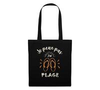 Spreadshirt Je Peux Pas J'ai Plage Humour Cadeau Vacances Bronzage Tote Bag, taille unique, noir