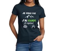 Spreadshirt Je Peux Pas J'Ai Rando Et Apéro Cadeau Humour T Shirt Femme, M, Marine