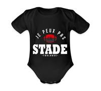 Spreadshirt Je Peux Pas J'Ai Stade Body Bébé Bio Manches Courtes, 80 (9-12 mois), noir