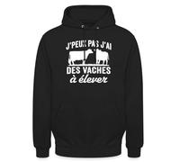Spreadshirt Je Peux Pas J'Ai Vaches À Élever - Cadeau pour Agriculteur Ou Agricultrice Sweat À Capuche Unisexe, L, Noir
