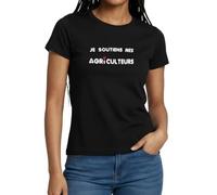 Spreadshirt Je Soutiens Mes Agriculteurs Soutien à l’Agriculture Française Non au Mercosur Manifestation Agricole Souveraineté Alimentaire T Shirt Femme, XL, Noir