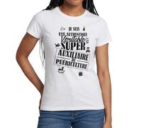 Spreadshirt Je suis Auxiliaire De Puériculture Profession T-Shirt Femme, L, Blanc