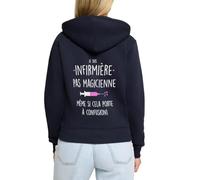 Spreadshirt Je Suis Infirmière Pas Magicienne Humour Cadeau Veste À Capuche Premium Femme, M, bleu marine