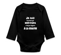 Spreadshirt Je Suis La Preuve Mon Papa N'est Pas Toujours À La Chasse Drôle Body Manches Longues Bébé Bio, 68 (3-6 mois), noir