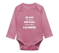 Spreadshirt Je Suis La Preuve Mon Papa N'est Pas Toujours À La Chasse Drôle Body Manches Longues Bébé Bio, 86 (12-18 mois), mauve