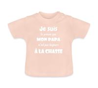 Spreadshirt Je suis La Preuve Mon Papa n'est Pas Toujours À La Chasse Drôle T-Shirt Bio Bébé, 3-6 Mois, Rose Cristal