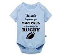 Spreadshirt Je Suis La Preuve Papa Rugby Humour | Fête Des Pères Body Manches Courtes Bébé Bio, 86 (12-18 mois), bleu clair