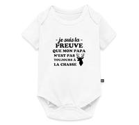 Spreadshirt Je Suis La Preuve Que Mon Papa N'Est Pas Toujours À La Chasse Body Manches Courtes Bébé Bio, 74 (6-9 mois), blanc