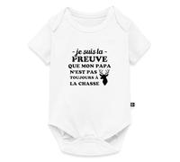 Spreadshirt Je Suis La Preuve Que Mon Papa N'Est Pas Toujours À La Chasse Body Manches Courtes Bébé Bio, 56 (0-2 mois), blanc