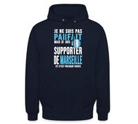 Spreadshirt Je suis Supporter De Marseille Supporter Marseille Football Sweat À Capuche Unisexe, L, Marine