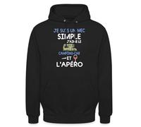 Spreadshirt Je suis Un mec Simple Camping Car et l'apéro Dicton Sweat À Capuche Unisexe, 4XL, Noir