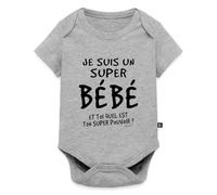 Spreadshirt Je Suis Un Super Bébé Body Manches Courtes Bébé Bio