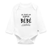 Spreadshirt Je Suis Un Super Bébé Body Manches Longues Bébé Bio