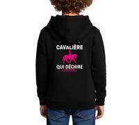 Spreadshirt Je suis Une Cavalière Qui Déchire Chevaux Équitation Sweat À Capuche Enfant Premium, 158/164 (12 Ans), Noir