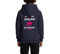 Spreadshirt Je suis Une Cavalière Qui Déchire Chevaux Équitation Sweat À Capuche Enfant Premium, 158/164 (12 Ans), Bleu Marine