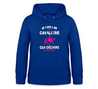 Spreadshirt Je suis Une Cavalière Qui Déchire Chevaux Équitation Sweat À Capuche Femme, L, Bleu Royal