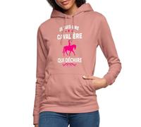 Spreadshirt Je suis Une Cavalière Qui Déchire Chevaux Équitation Sweat À Capuche Femme, XL, Rose poudré