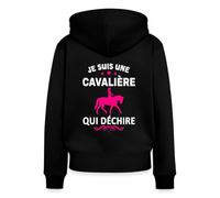 Spreadshirt Je Suis Une Cavalière Qui Déchire Chevaux Équitation Veste À Capuche Premium Femme, L, noir