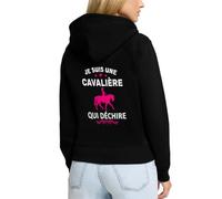 Spreadshirt Je Suis Une Cavalière Qui Déchire Chevaux Équitation Veste À Capuche Premium Femme, XL, noir