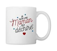 Spreadshirt Je Suis Une Maman Qui Déchire Cadeau Fête Des Mères Mug Blanc, taille unique, blanc