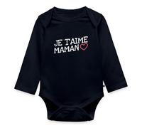 Spreadshirt Je t'aime Maman Fête des Mères Meilleure Maman Body Manches Longues Bébé Bio, 68 (3-6 mois), bleu marine