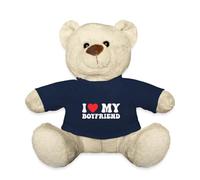 Spreadshirt Je t'aime Petit Ami Boyfriend Cœur Rouge Cadeau Saint Valentin Peluche, Taille Unique, Bleu Marine