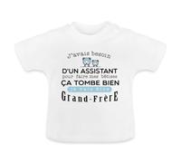 Spreadshirt Je Vais Être Grand Frère Assistant Ours Mignons Futur Bébé T-Shirt Bio Bébé, 12-18 Mois, Blanc